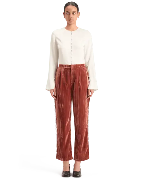 Alternative view of Scotch & Soda 178117 Lace trimmed velvet pant