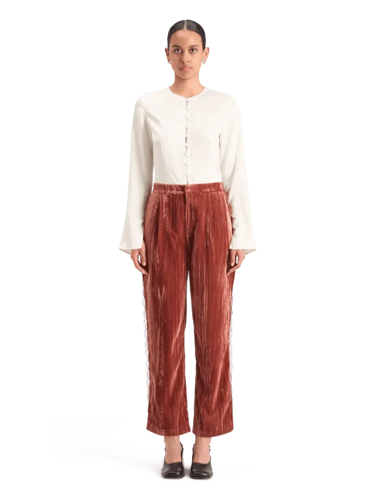 Scotch & Soda 178117 Lace trimmed velvet pant - Image 2
