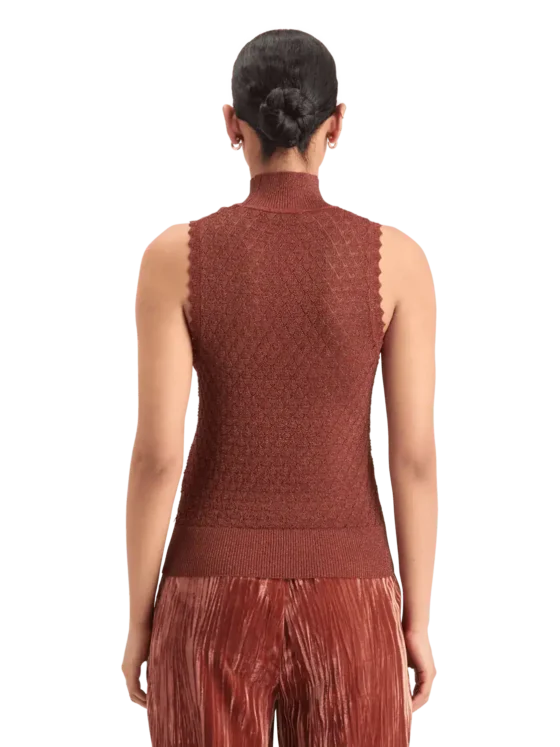 Scotch & Soda 178196 Metallic pointelle knitted tank - Image 3