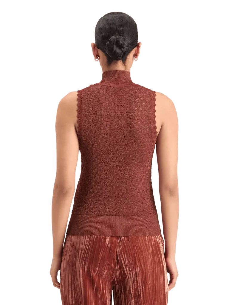Scotch & Soda 178196 Metallic pointelle knitted tank - Image 3