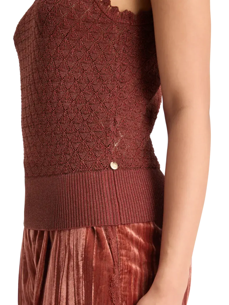 Scotch & Soda 178196 Metallic pointelle knitted tank - Image 4