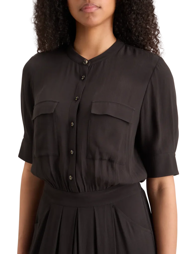 Scotch & Soda 178992: Crepe midi dress with chest pocket, Evening Black - Image 2