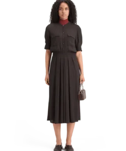 Scotch & Soda 178992: Crepe midi dress with chest pocket, Evening Black