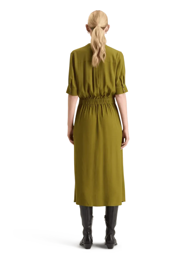 Scotch & Soda 178992: Crepe midi dress with chest pocket Olive - Image 4