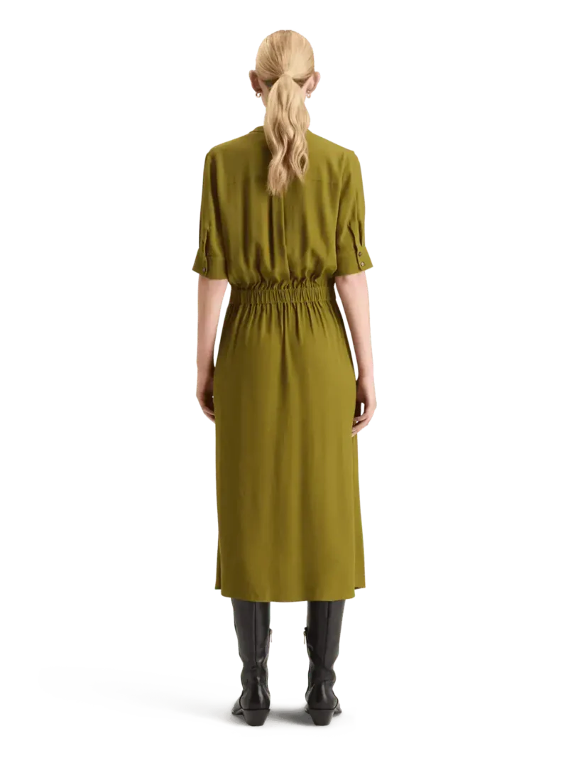 Scotch & Soda 178992: Crepe midi dress with chest pocket Olive - Image 4
