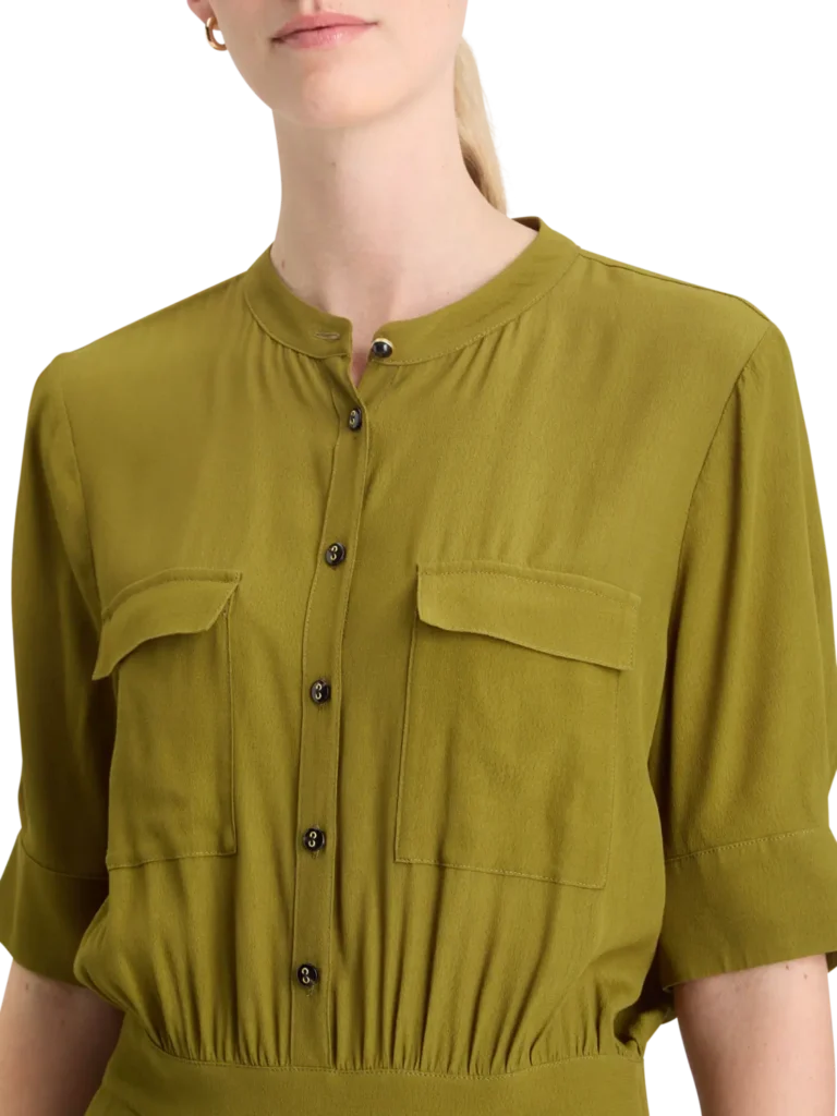 Scotch & Soda 178992: Crepe midi dress with chest pocket Olive - Image 2