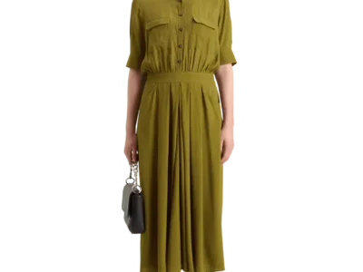 Scotch & Soda 178992: Crepe midi dress with chest pocket Olive
