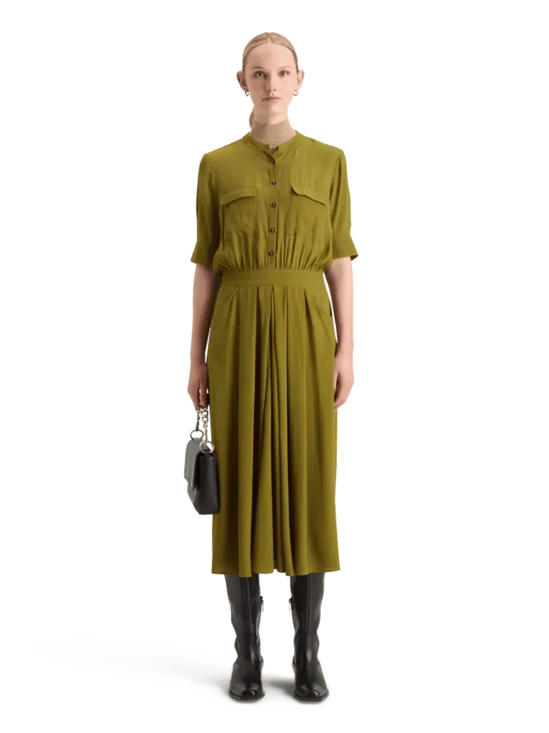 Scotch & Soda 178992: Crepe midi dress with chest pocket Olive