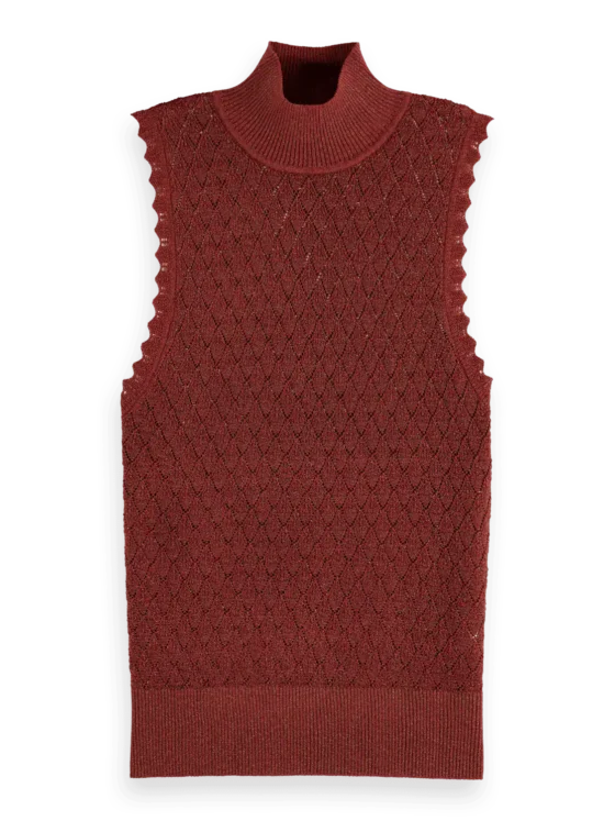 Scotch & Soda 178196 Metallic pointelle knitted tank - Image 6