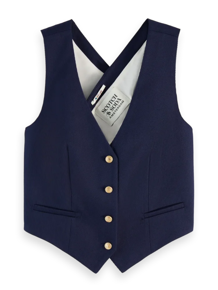 Scotch &Soda 179561 Cross back gabardine twill waistcoat