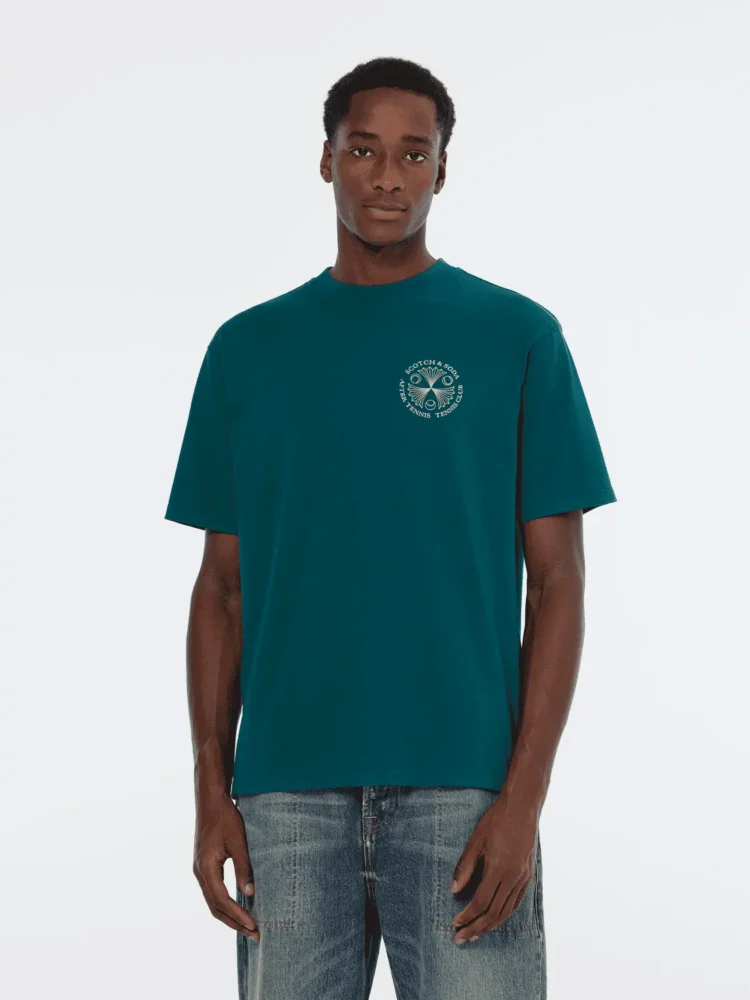 Scotch & Soda 179946 Front & back artwork relaxed fit T-shirt Pitch green