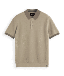 Alternative view of Scotch & Soda 180459 structured knitted solid polo Sand