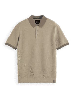 Scotch & Soda 180459 structured knitted solid polo Sand