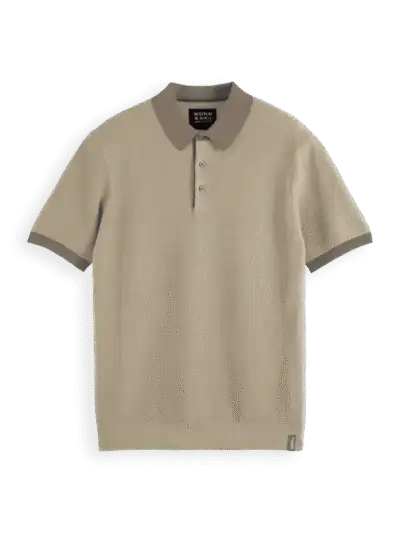 Scotch & Soda 180459 structured knitted solid polo Sand