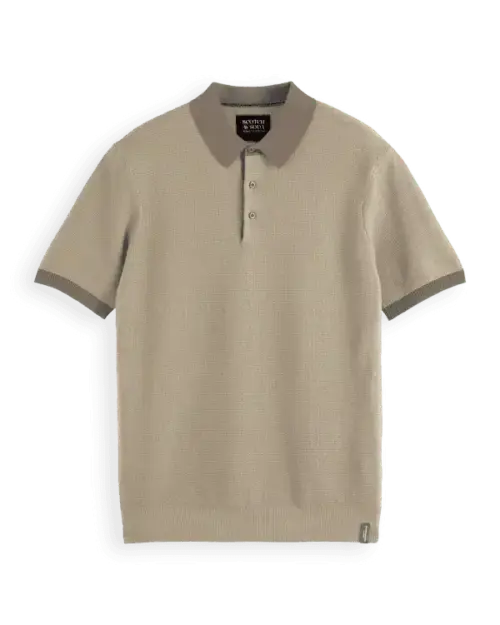 Scotch & Soda 180459 structured knitted solid polo Sand