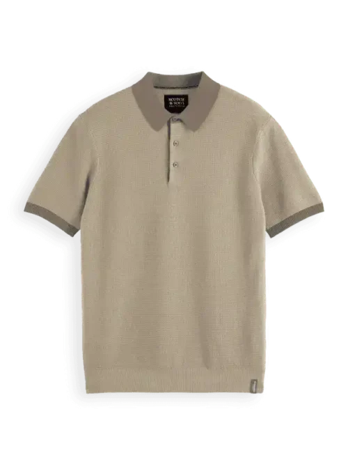 Scotch & Soda 180459 structured knitted solid polo Sand