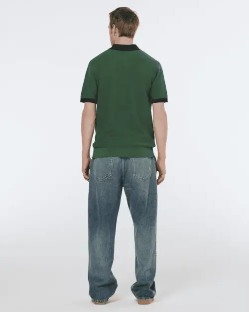 Alternative view of Scotch & Soda 180459 structured knitted solid polo Sage green