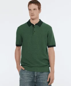 Scotch & Soda 180459 structured knitted solid polo Sage green
