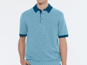 Scotch & Soda 180459 structured knitted solid polo Spring blue