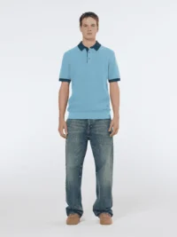 Alternative view of Scotch & Soda 180459 structured knitted solid polo Spring blue