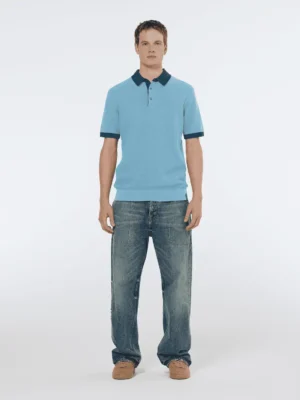 Alternative view of Scotch & Soda 180459 structured knitted solid polo Spring blue