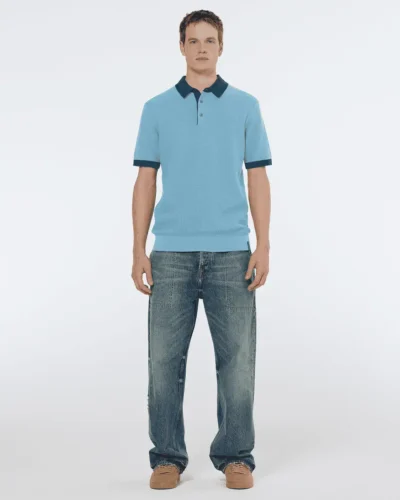 Alternative view of Scotch & Soda 180459 structured knitted solid polo Spring blue