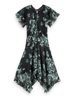 Scotch & Soda 179578 Floral Printed Fil Coupe Mini Ruffle Dress