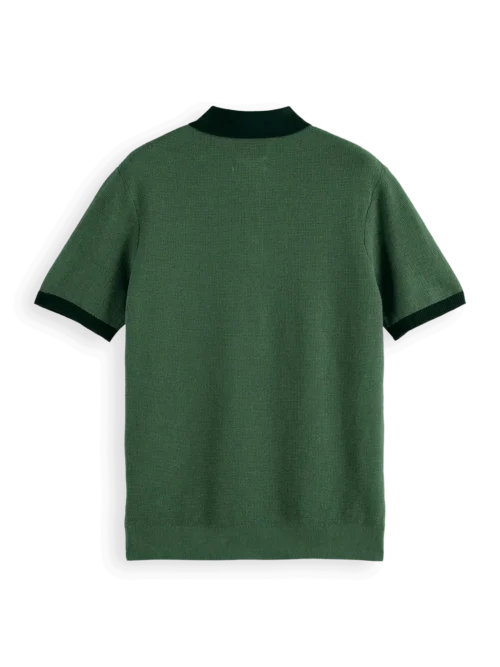 Scotch & Soda 180459 structured knitted solid polo Sage green - Image 3