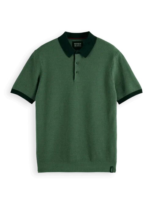Scotch & Soda 180459 structured knitted solid polo Sage green - Image 5