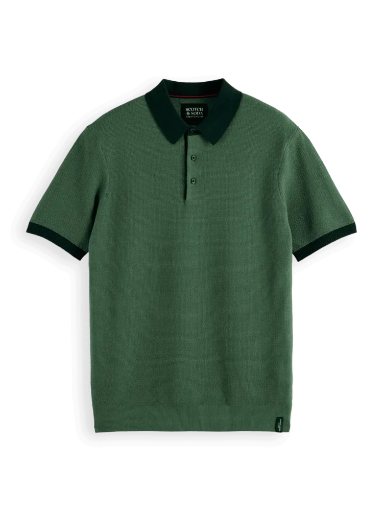 Scotch & Soda 180459 structured knitted solid polo Sage green - Image 5