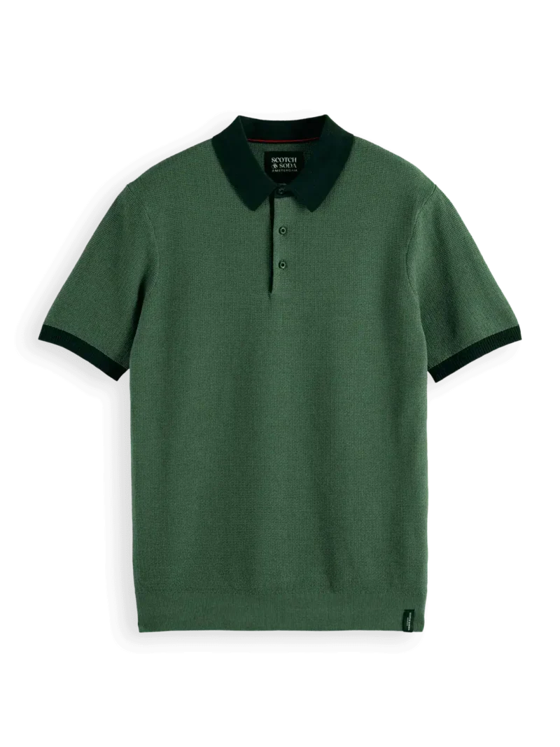 Scotch & Soda 180459 structured knitted solid polo Sage green - Image 5