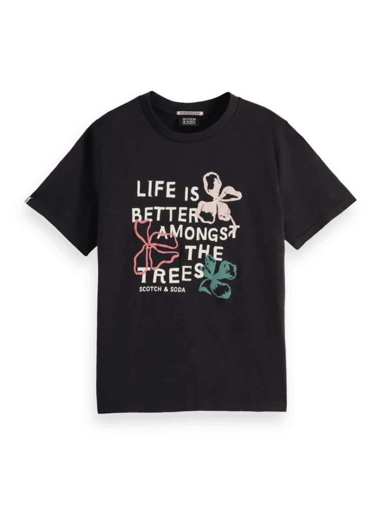 Scotch &Soda 180186 Life is better puff artwork t-shirt