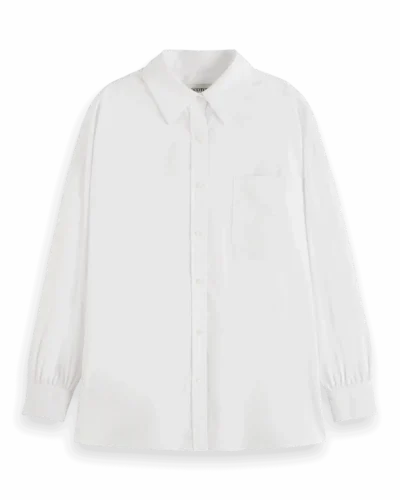 Scotch & Soda 179218 :  Essential girlfriend poplin shirt, White