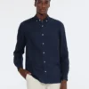 Scotch & Soda Linen shirt long sleeve button-down Night