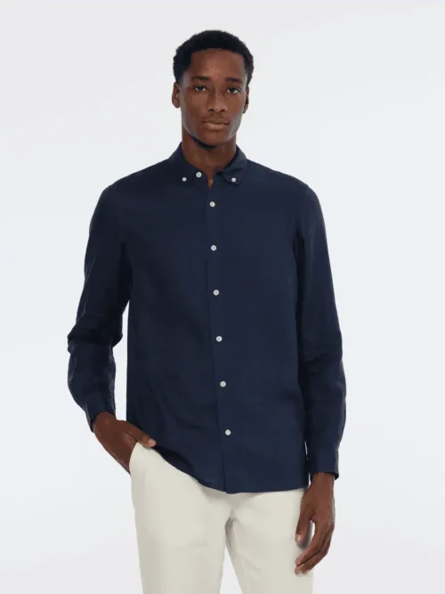 Scotch & Soda 179188 100% Linen shirt long sleeve button-down Night