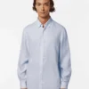 Scotch & Soda Linen shirt long sleeve button-down, Shirt blue