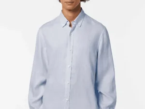 Scotch & Soda Linen shirt long sleeve button-down, Shirt blue