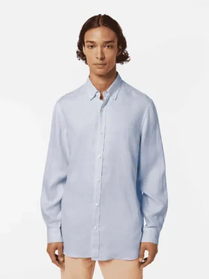Scotch & Soda 179188 Linen shirt long sleeve button-down, Shirt blue