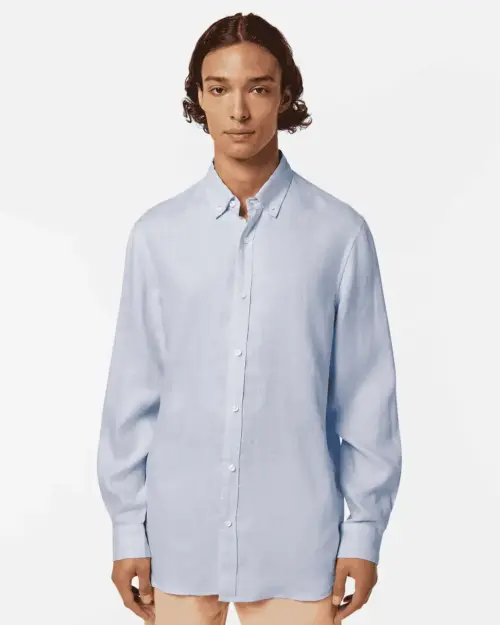 Scotch & Soda 179188 100% Linen shirt long sleeve button-down, Shirt blue