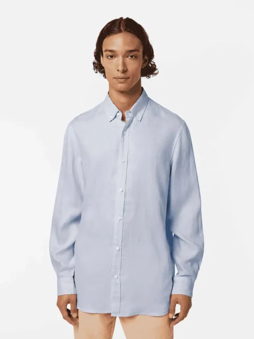 Scotch & Soda 179188 100% Linen shirt long sleeve button-down, Shirt blue
