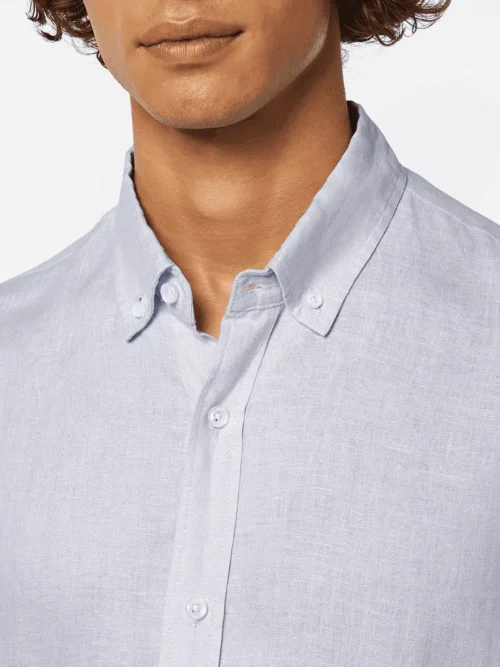 Scotch & Soda 179188 100% Linen shirt long sleeve button-down, Shirt blue - Image 6