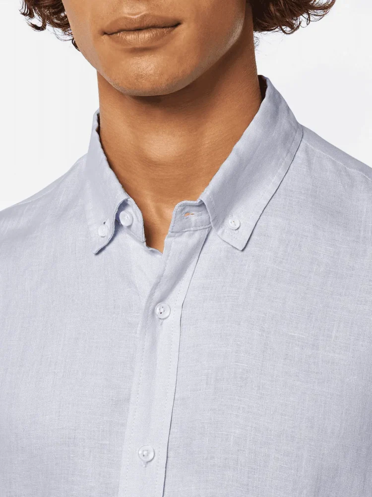 Scotch & Soda Linen shirt long sleeve button-down, Shirt blue - Image 6