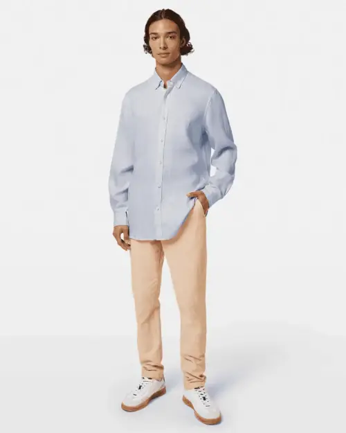 Alternative view of Scotch & Soda 179188 100% Linen shirt long sleeve button-down, Shirt blue