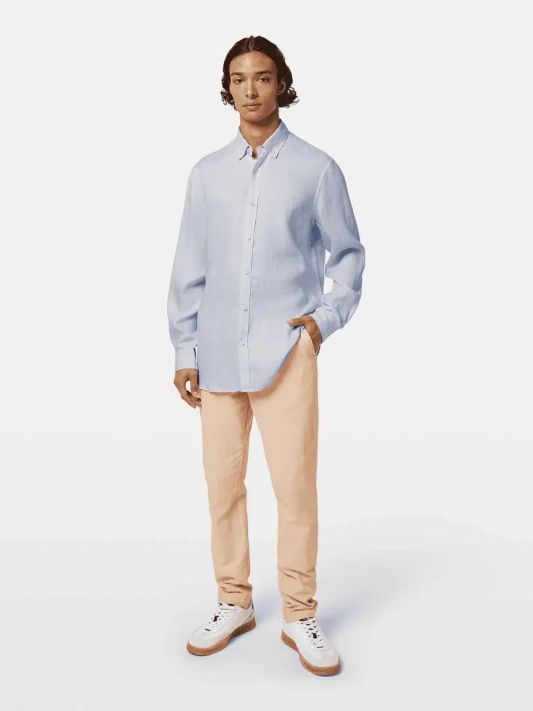 Scotch & Soda Linen shirt long sleeve button-down, Shirt blue - Image 2