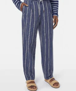 Scotch & Soda 179988 Pleated relaxed straight striped linen-blend jogger