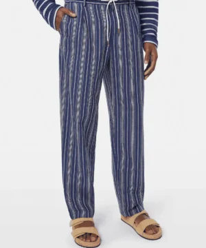 Scotch & Soda 179988 Pleated relaxed straight striped linen-blend jogger