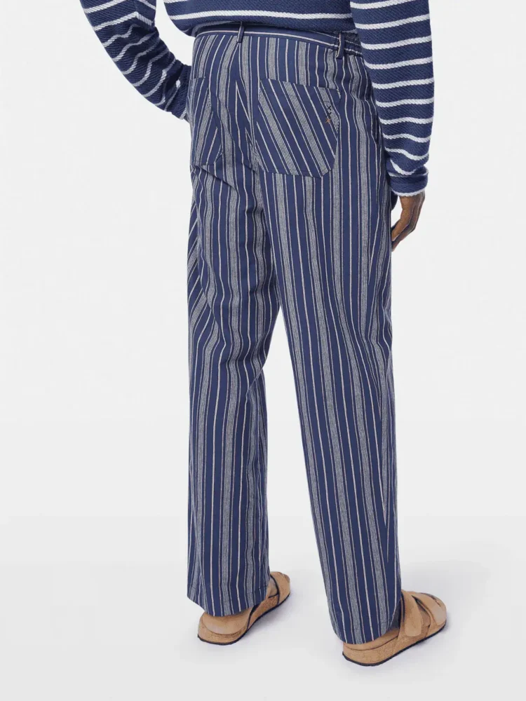 Scotch & Soda Pleated relaxed straight striped linen-blend jogger - Image 2