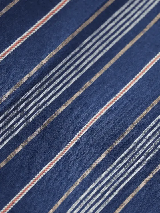 Scotch & Soda Pleated relaxed straight striped linen-blend jogger - Image 3