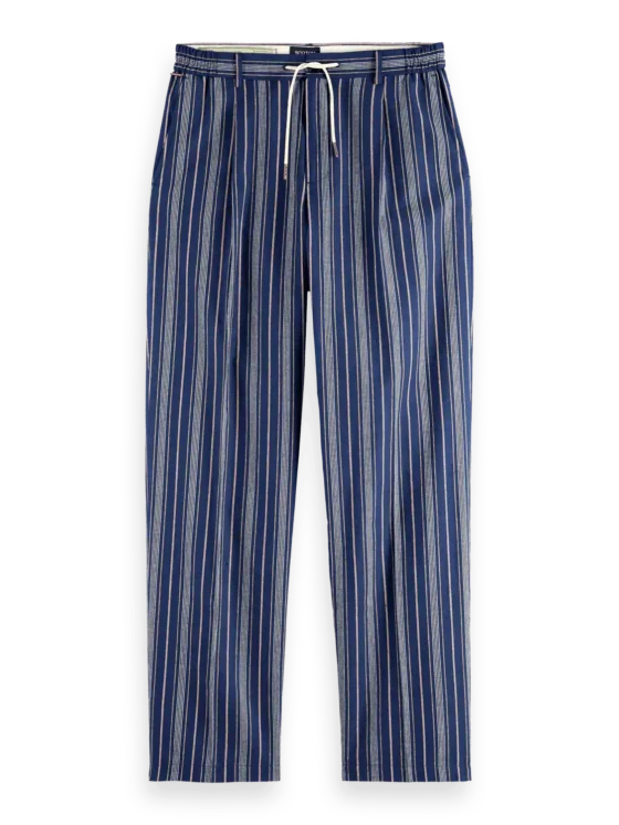 Scotch & Soda Pleated relaxed straight striped linen-blend jogger - Image 4