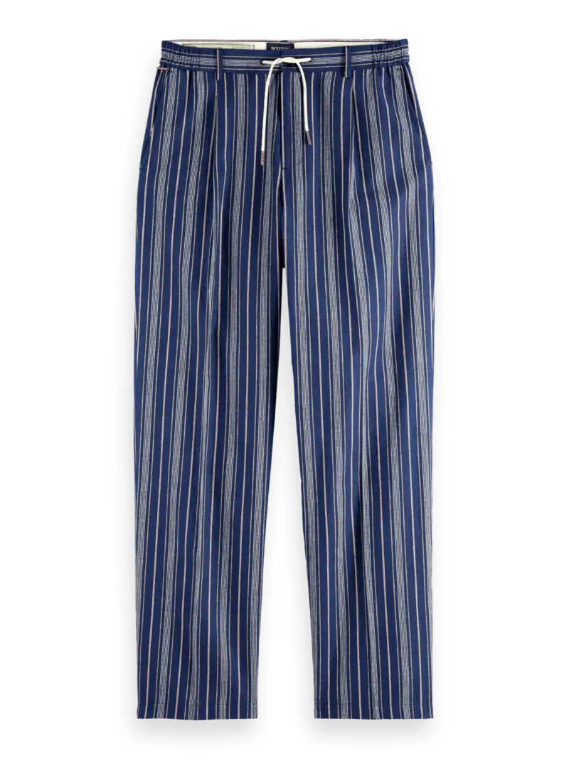 Scotch & Soda 179988 Pleated relaxed straight striped linen-blend jogger - Image 4